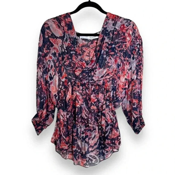 IRO Saola Top Orange/Blue Basicality Size 38/Medium - Picture 1 of 9